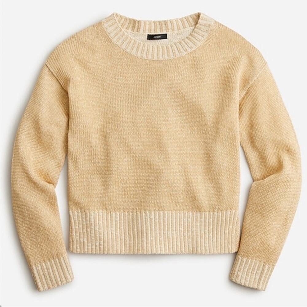 J. Crew Relaxed Cotton Linen Beach Sweater Khaki Antique White XXS BH469